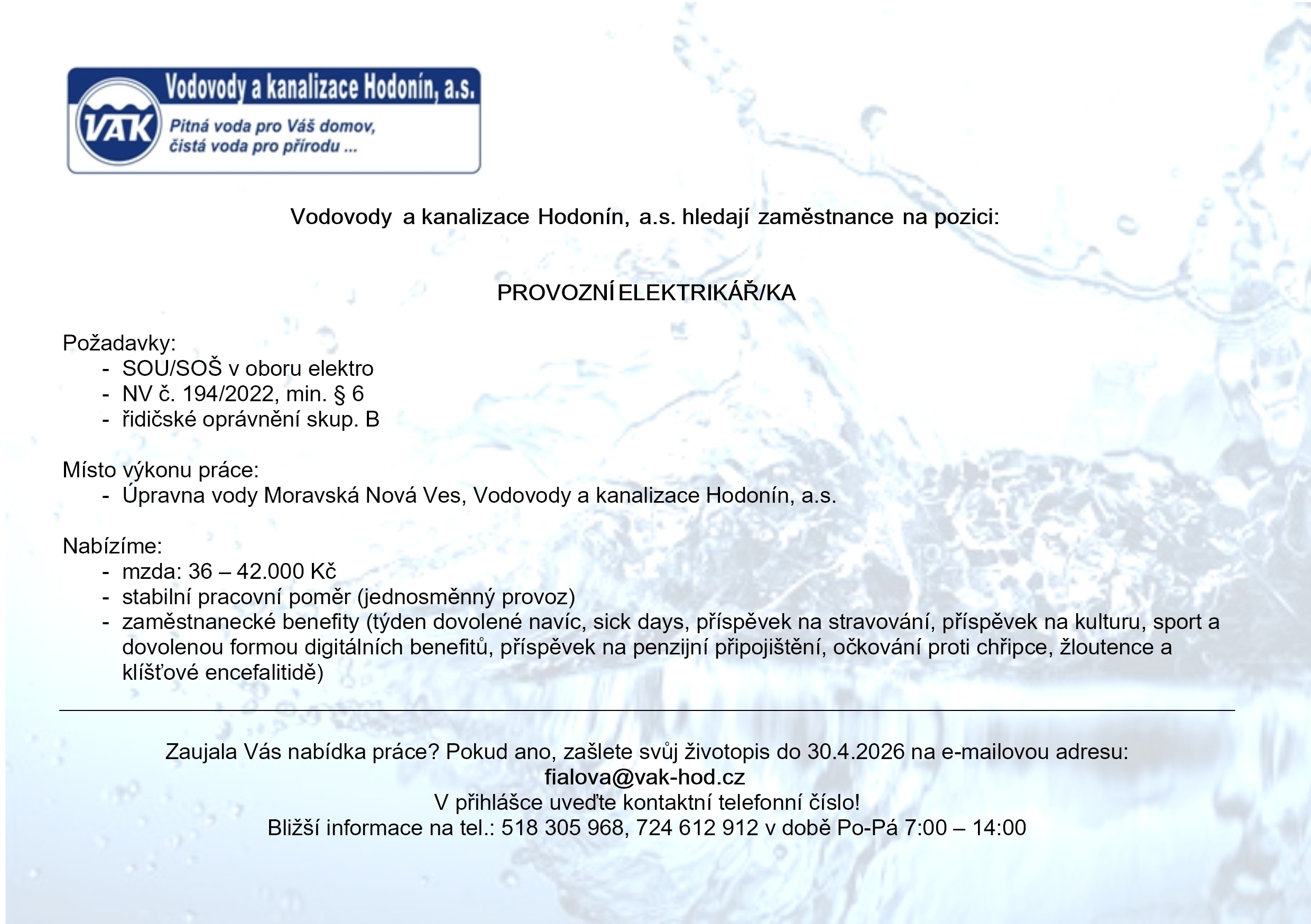 Provozní elektrikář/ka